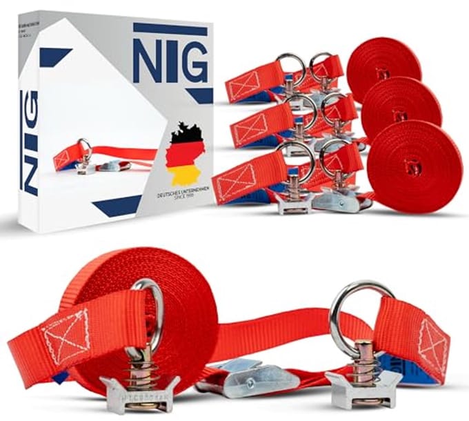 4 stuks spanbanden 5m met klemsluiting en aluminium fitting voor airlinerail