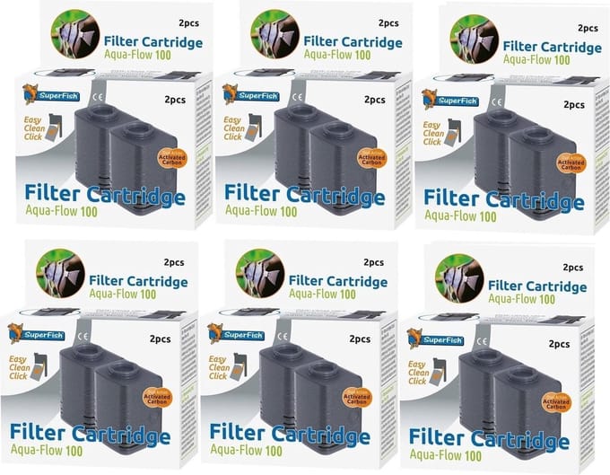 Superfish - AquaFLow 100 Easy Click Cartridge - Aquariumfilter - Navulling - 6x 2 Stuks - Bulk Verpakking