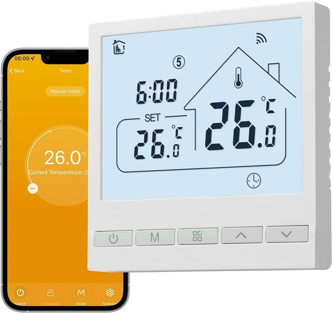 Slimme Thermostaat - Verwarming Regelaar - Energie Besparen - App Bediening - 3A Belasting - Wit