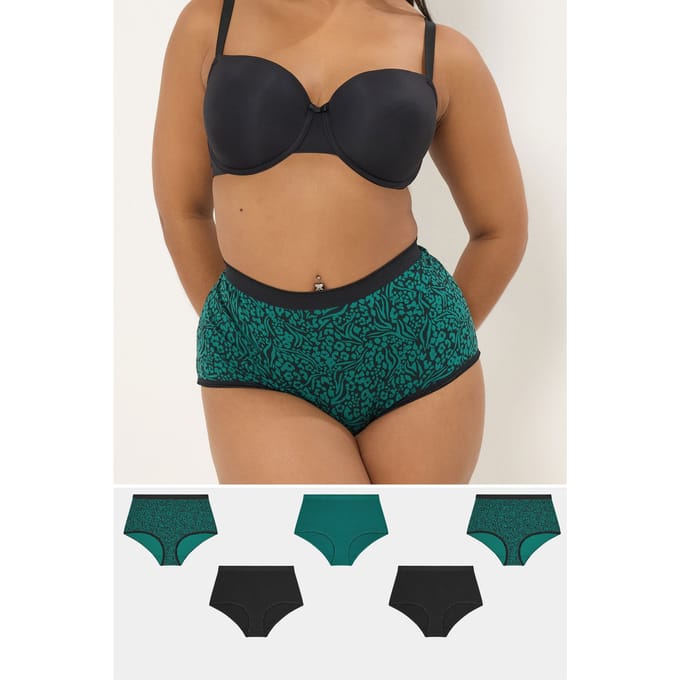 Yours 5 Pack Tealgroene Slips Met Volledige Dekking Met Dierenprint Size 46-48
