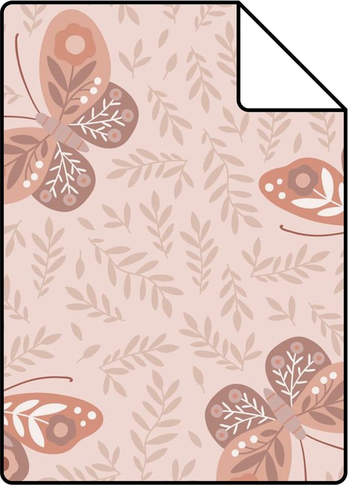 Proefstaal ESTAhome behang vlinders oudroze - 26.5 x 21 cm - 131891-S