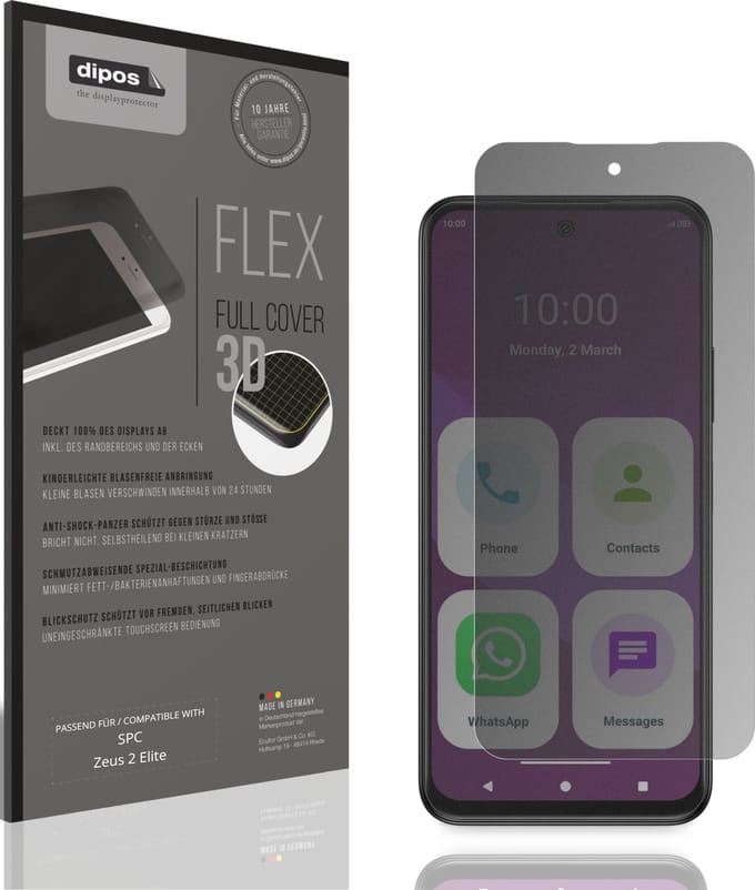 dipos FLEX – Matte Privacy Screenprotector geschikt voor SPC Zeus 2 Elite | Volledige Schermbescherming | Case-Friendly