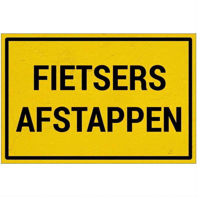 Fietsers afstappen bord | Sign Again materiaal | 30 x 20 cm
