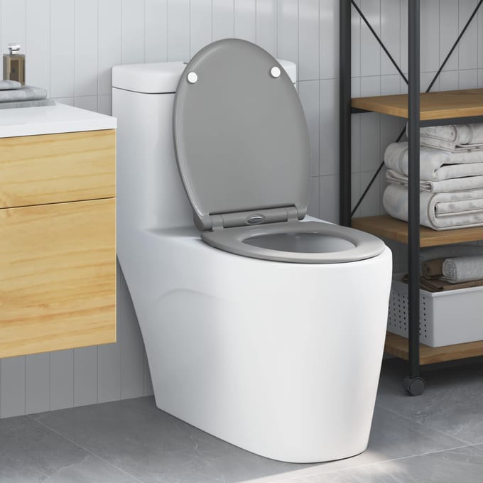 vidaXL - Toiletbril - Grijs - 45,5 - x - 37,5 - x - 3,8 - cm - Duroplast
