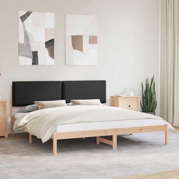 vidaXL - Bedframe - met - Gevoerde - Hoofdbord - Zwart - 180 - x - 200 - cm