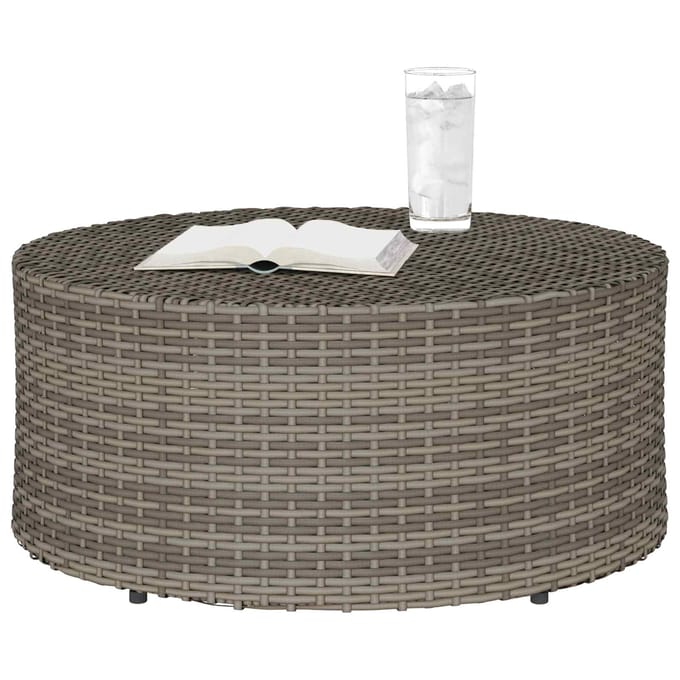 vidaXL - Buiten - Koffietafel - Grijs - Ø - 68 - x - 30 - cm - poly - rattan