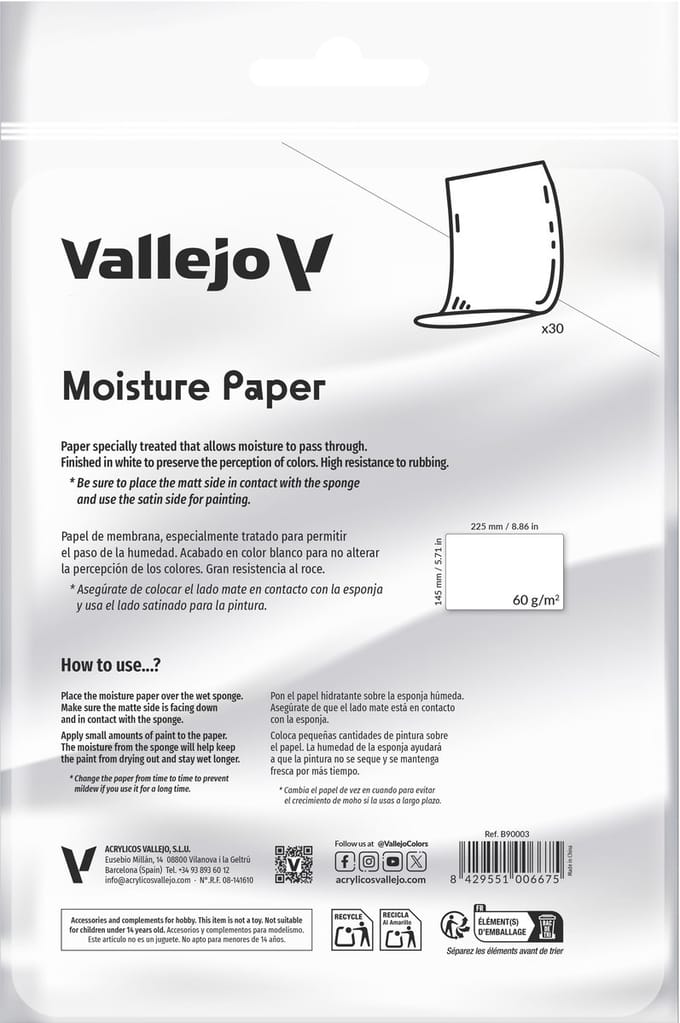 Vallejo Modelbouwpakket - B90003 Vochtpapier Navulling voor Wet Palette Pro Painter - 30 stuks Accessoires set - Vallejo - Modelbouw