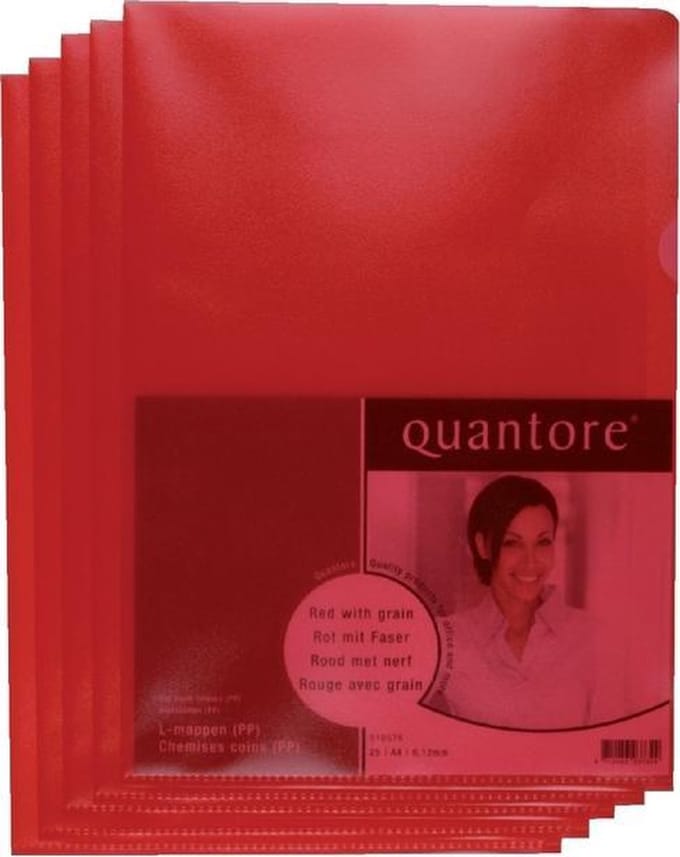 Insteekmap L-model Quantore * A4 L-map * Rood * PP * 0.12mm dik * 100 stuks