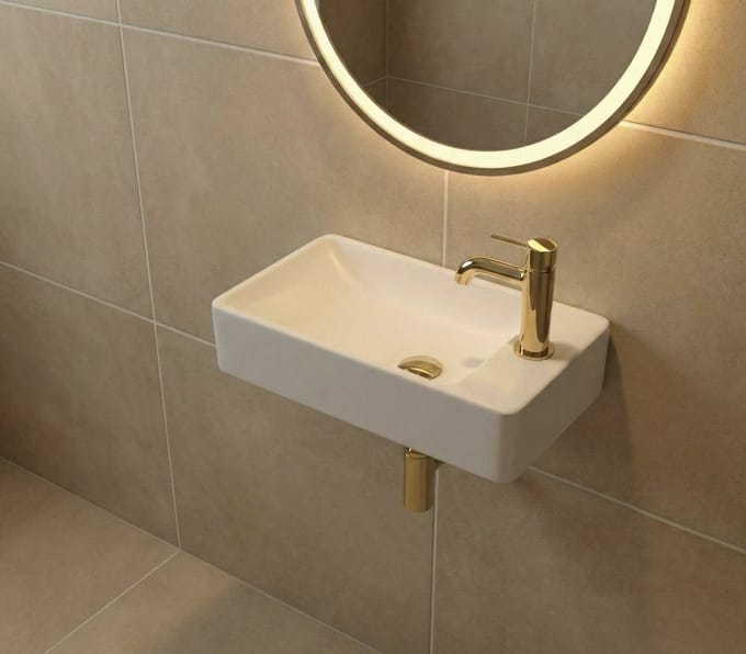 KAYvit LUVIA Toiletfontein vierkant | MAT WIT | Kraangat rechts
