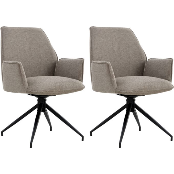 Multifurn Eetkamerstoel - Set van 2 - Draaibaar - 57 x 63 x 90 cm - Taupe