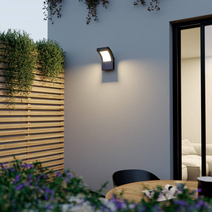 Arcchio LED buiten wandlamp Advik, IP65, antraciet, metaal