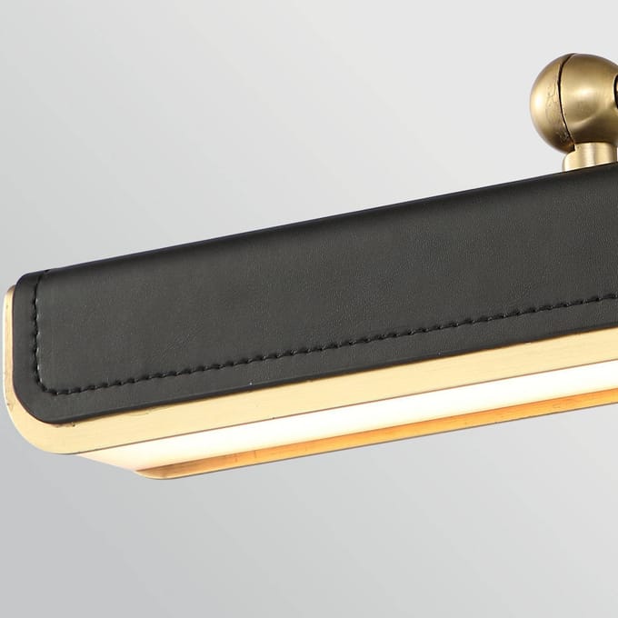 Quintiesse LED wandlamp VALISE, zwart/oud messing, 31 cm kunstleer