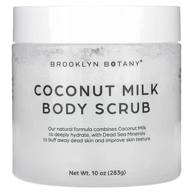 Brooklyn Botany, Coconut Milk Body Scrub, All Skin Types, 10 oz (283 g) white
