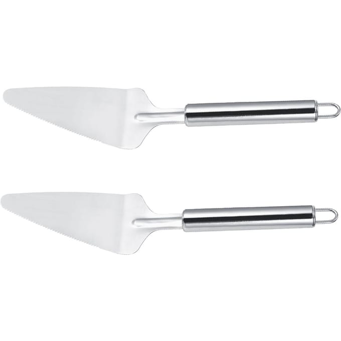 2 Stuks Roestvrij Staal Multifunctionele Driehoekige Pizza Snijder Schep Spatel Keukenaccessoires white