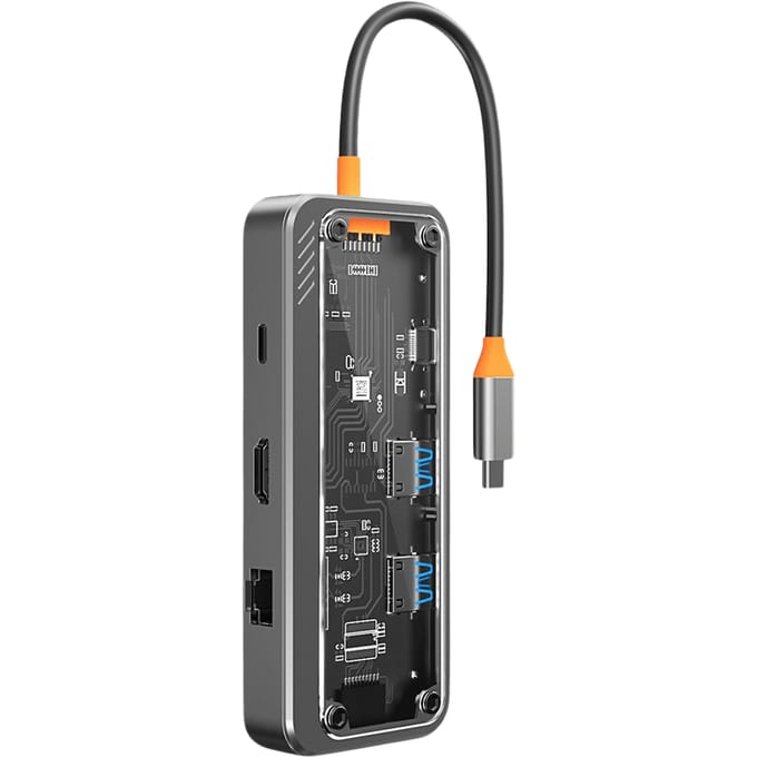 Mocaa SW8V 8-in-1 Type-C USB-Hub Zwart 15cm