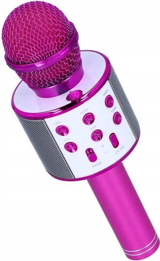 Karaoke Microfoon - Draagbare Speaker - Muziek en Zang - Met Stemvervormer - 23 cm Hoog - Roze