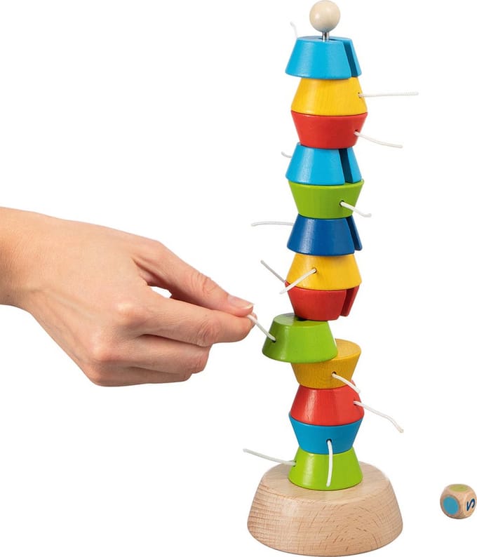 STAPELTOREN Tugie H30cm, 15 blokjes, hout en metaal, 4+