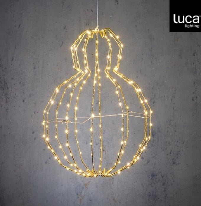 Luca Lighting Ui druppel goud klassiek wit 148 led IP44 adapter included en timer - h41xd32cm