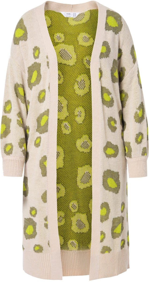 Angel of Style - Dames - Lang vest oversized dierenprint open model - Rietgroen - Maat 54+