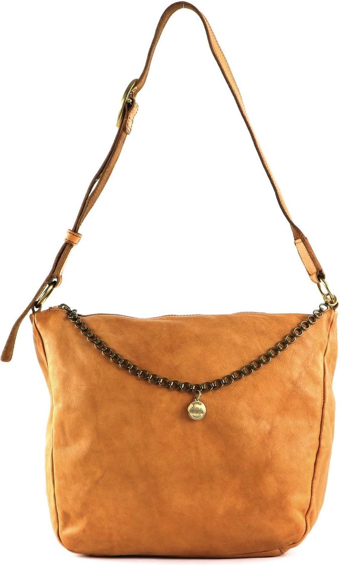 CAMPOMAGGI Leren Schoudertas Shoulder Bag Cammello Lichtbruin
