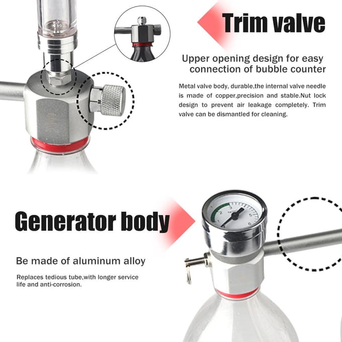 Aquarium DIY CO2-generatorsysteemkit CO2-generatorsysteem met magneetventiel Bubble Diffuser EU plug gray