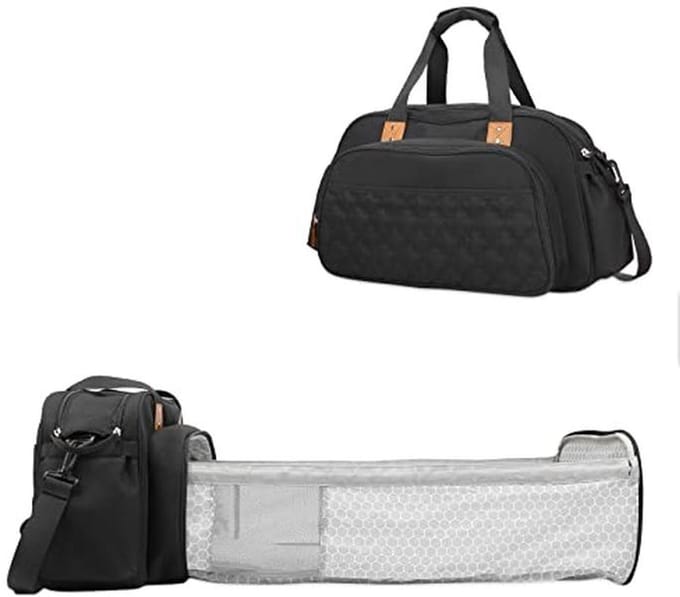Convertible Baby Changing Bag with Foldable Crib and Waterproof Design