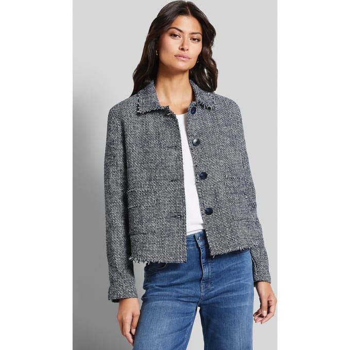 Bugatti Damen BouclÈ jas met gerafelde randen