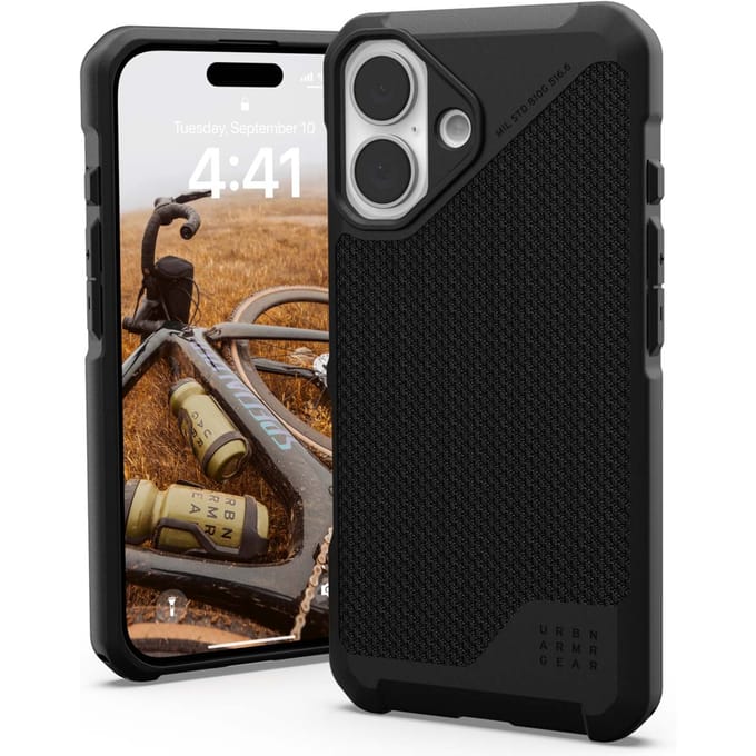 UAG Metropolis LT MagSafe Backcover voor de Apple iPhone 16 - Kevlar Black