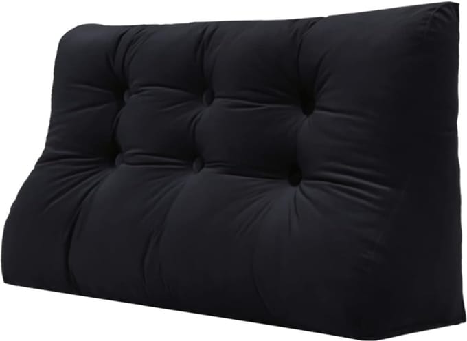 Groot Rugkussen - Wigkussen Leeskussen - Bed Hoofdeinde - Afneembare Hoes - 100cm Breed - Zwart