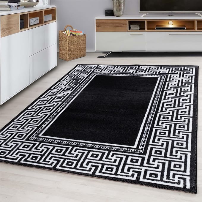 Muratap Parma design vloerkleed zwart / wit laagpolig- 80x300 cm