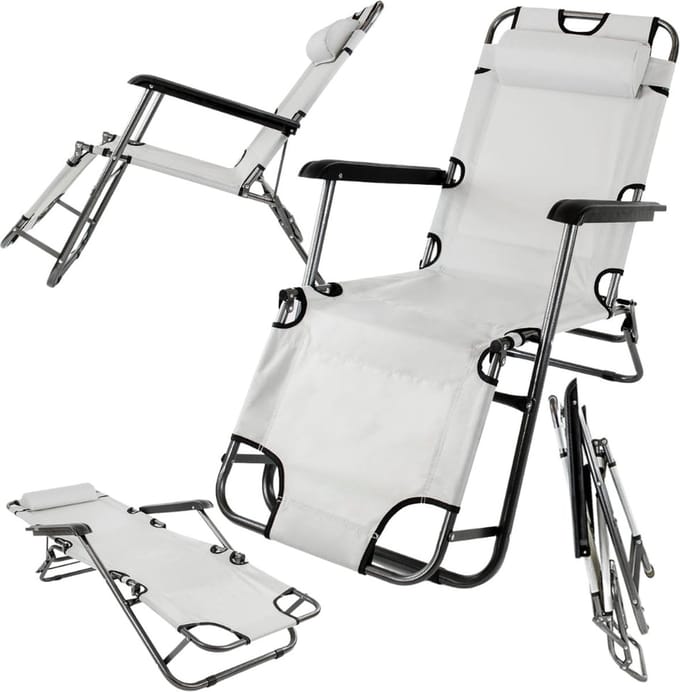 Strandstoel opvouwbaar - grijs - 85 x 60 cm - tot 120 kg