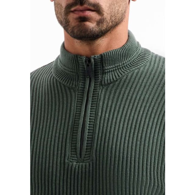 No Excess Pullover Half Zip Rib Variation Dark Green Maat: S | Sweaters Outlet | Heren | Groen