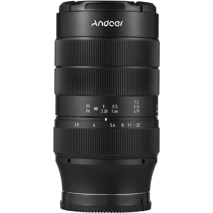 Andoer 60 mm cameralens met vaste focus Full-frame camera Prime-lens F2.8 Handmatige focus met groot diafragma E Mount zwart