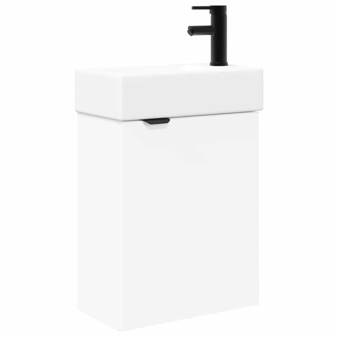 vidaXL - Badkamermeubel - met - kraan - Wit - 45,5 - x - 22,5 - x - 84 - cm
