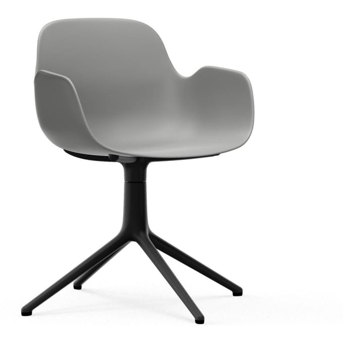 Normann Copenhagen - Form Draaifauteuil - grijs - aluminium zwart - 4 - 6 Wochen