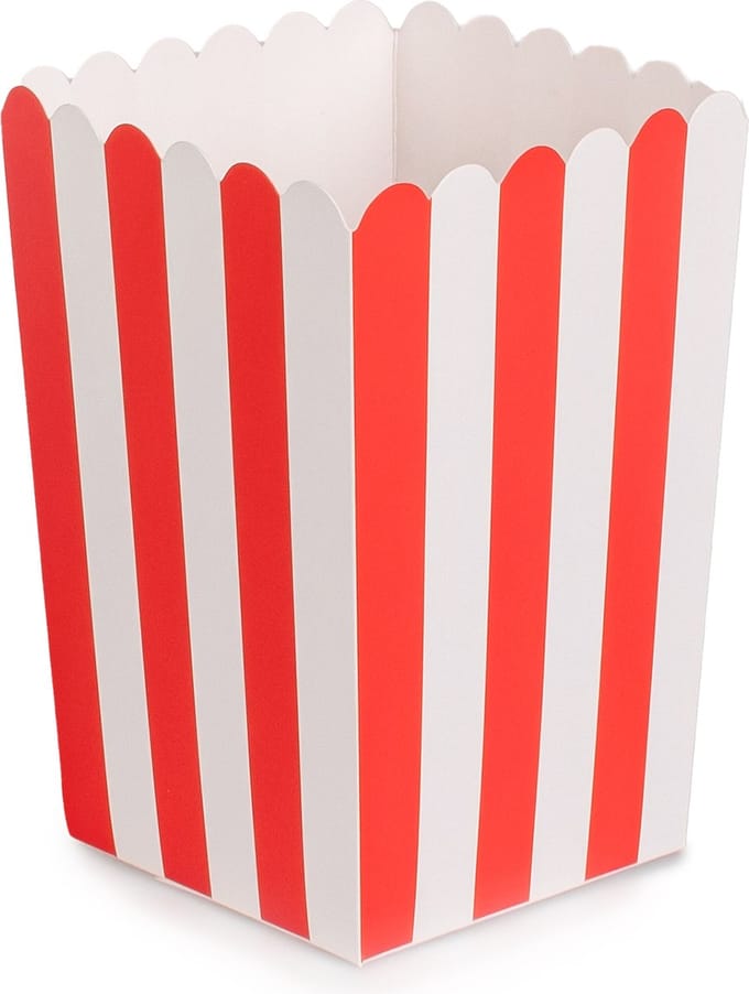 PARTYDECO - 6 rood-witte kartonnen popcorndozen 7 x 12,5 cm