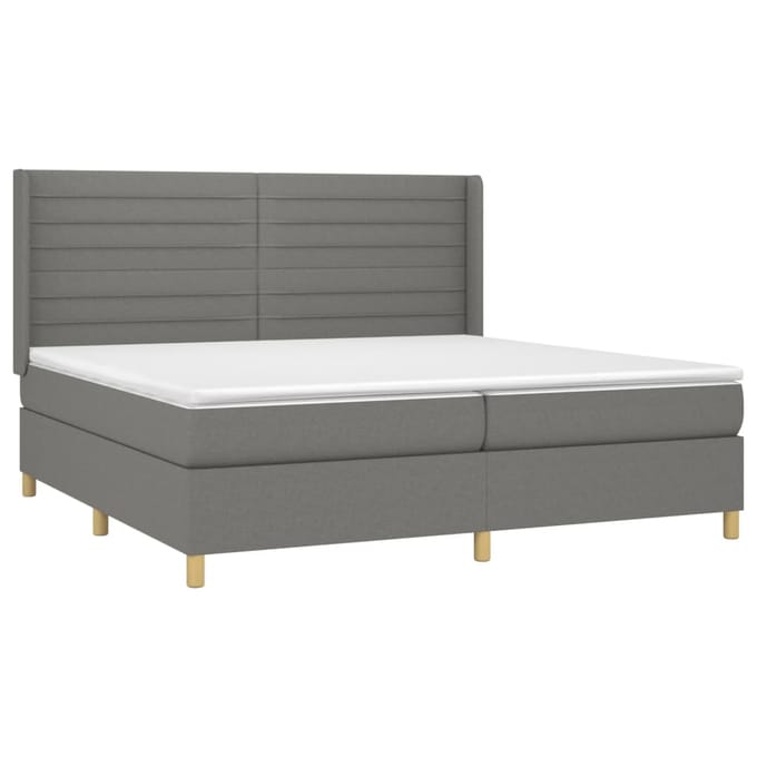 vidaXL - Boxspring - met - matras - stof - donkergrijs - 200x200 - cm