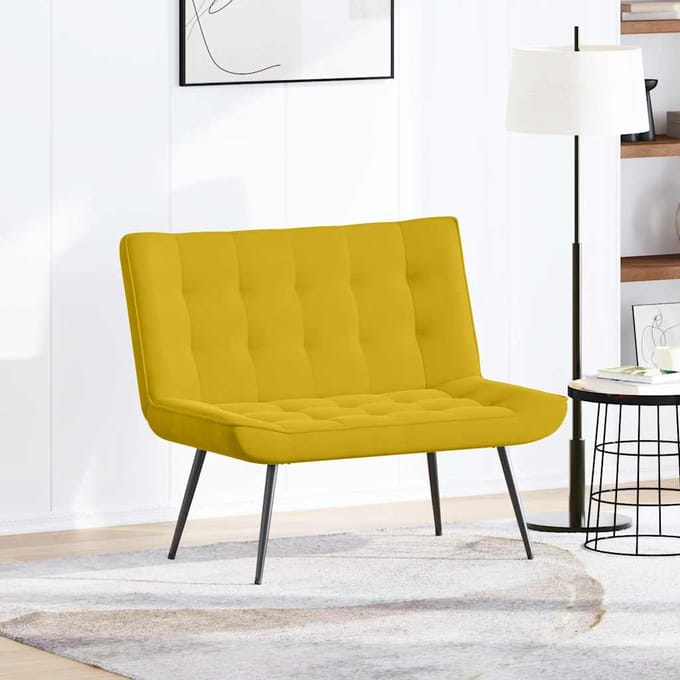 vidaXL - Bankje - 110x74x84 - cm - fluweel - geel