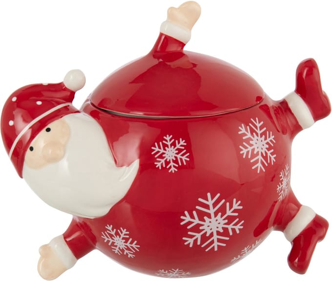 J-Line voorraadpot Kerstman Dolomiet - keramiek - wit/rood