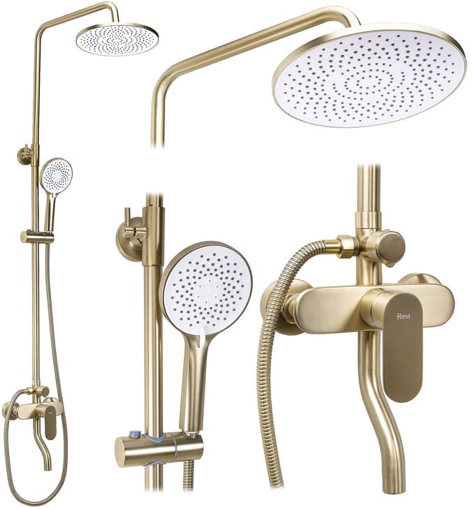 Rea Drop - Doucheset - Geborsteld Goud - 13X15X145Cm