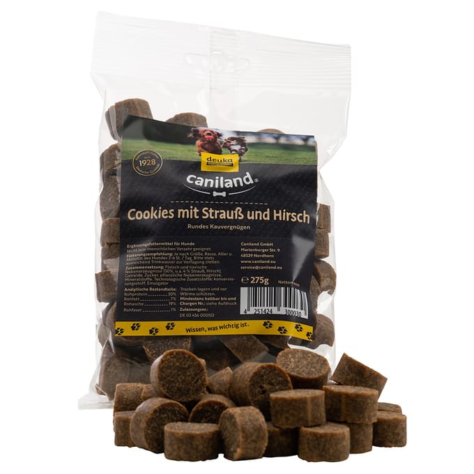 275g Struisvogel- en Hertenkoekjes Canibit Hondensnacks