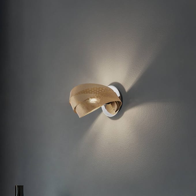 Domiluce Wandlamp Vento, zwart/goud, metaal, 27 cm, E14