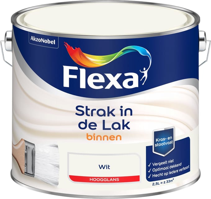 Flexa - Strak In De Lak Binnenlak Hoogglans - Wit - 2,5 L