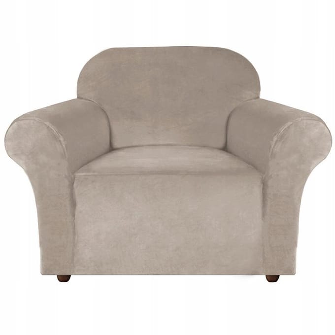 Beige Cappuccino Velours Stoelhoes - 1 Persoons
