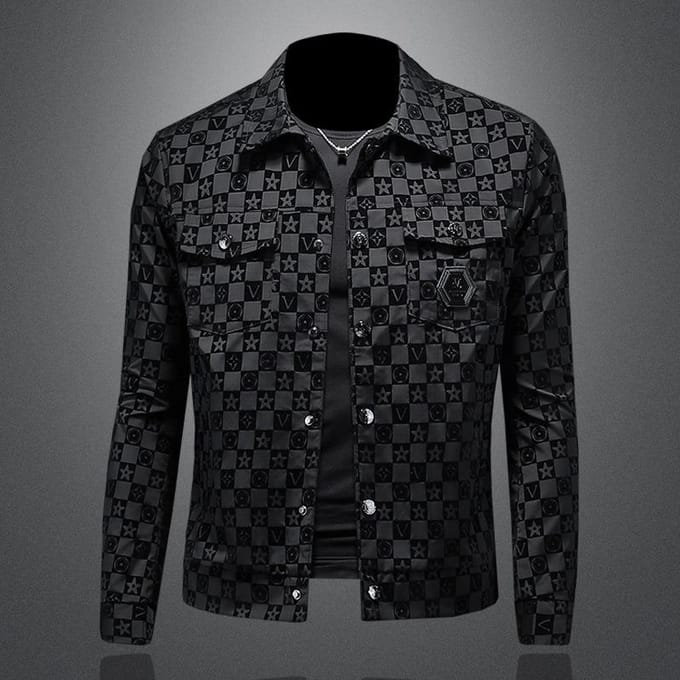 Veste de printemps pour homme grande taille à revers coupe slim 3XL black