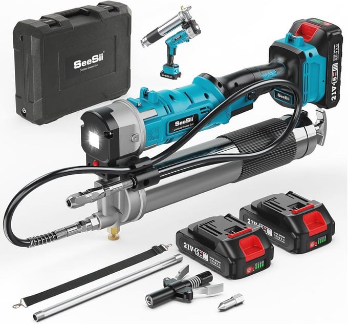 Innovatieve 2-in-1 Accu-Vetpers voor Efficiënt Onderhoud van Machines