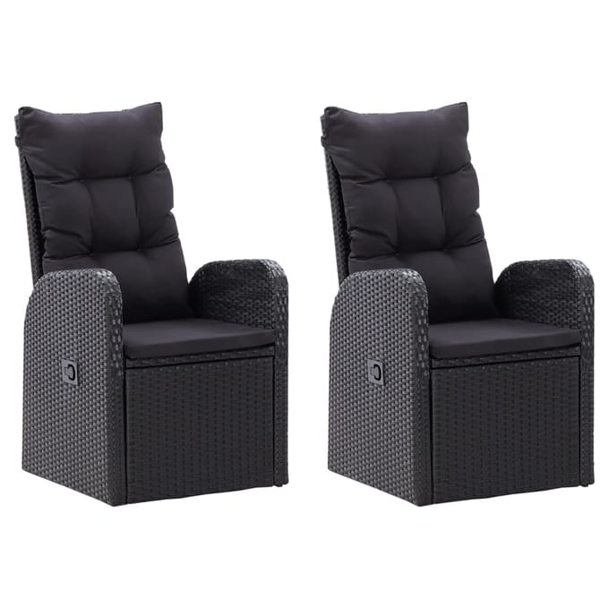 vidaXL - 9-delige - Tuinset - met - kussens - zwart