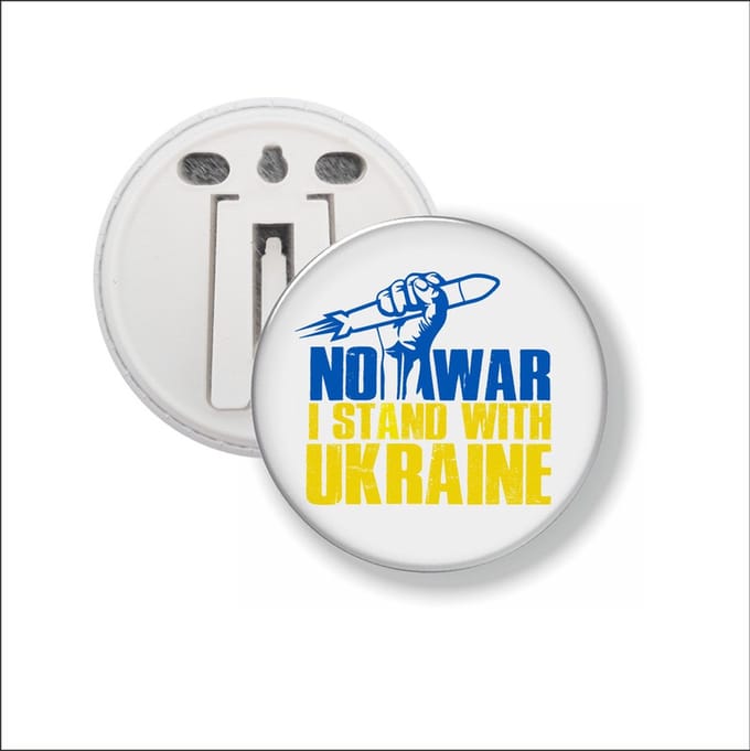 Button Met Clip - No War I Stand With Ukraine - Oekraine