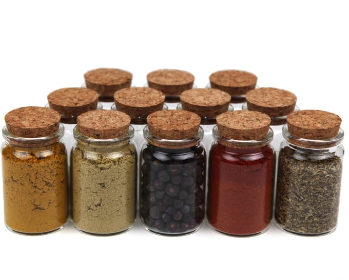 Comforder 12 Glazen Kruidenpotjes met Deksel van Kurk - Ø4,5 h.7,5 - 90 ml