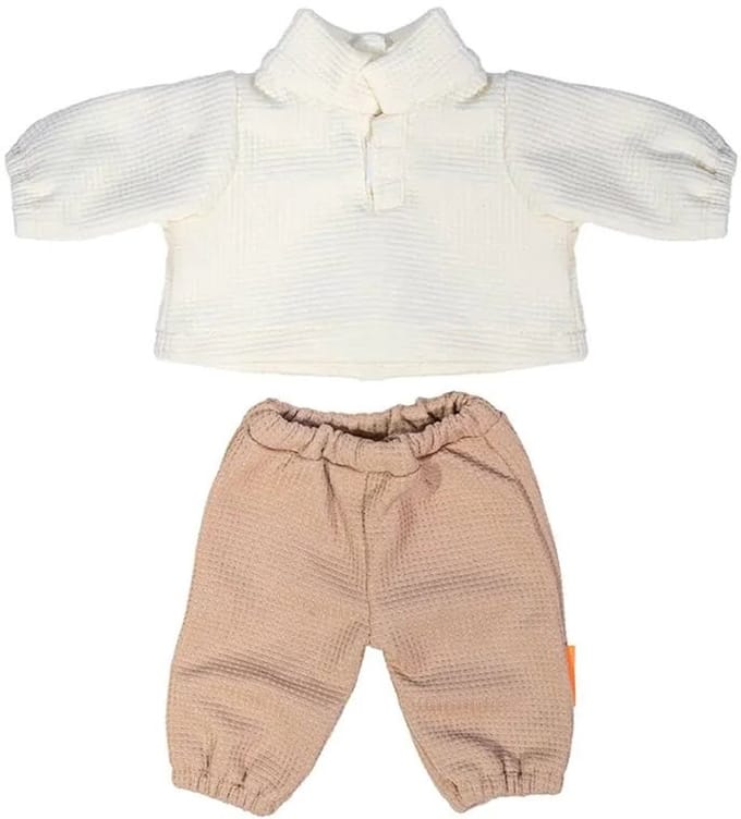 Miniland poppenkleding sweater en broek 38cm roze katoen.